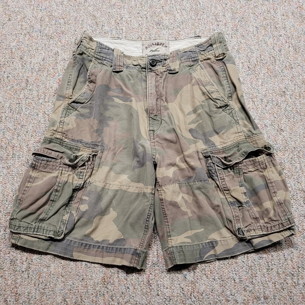 Hollister Cargo Shorts Mens 32 Green Woodland Camo Military Utility Gorpcore